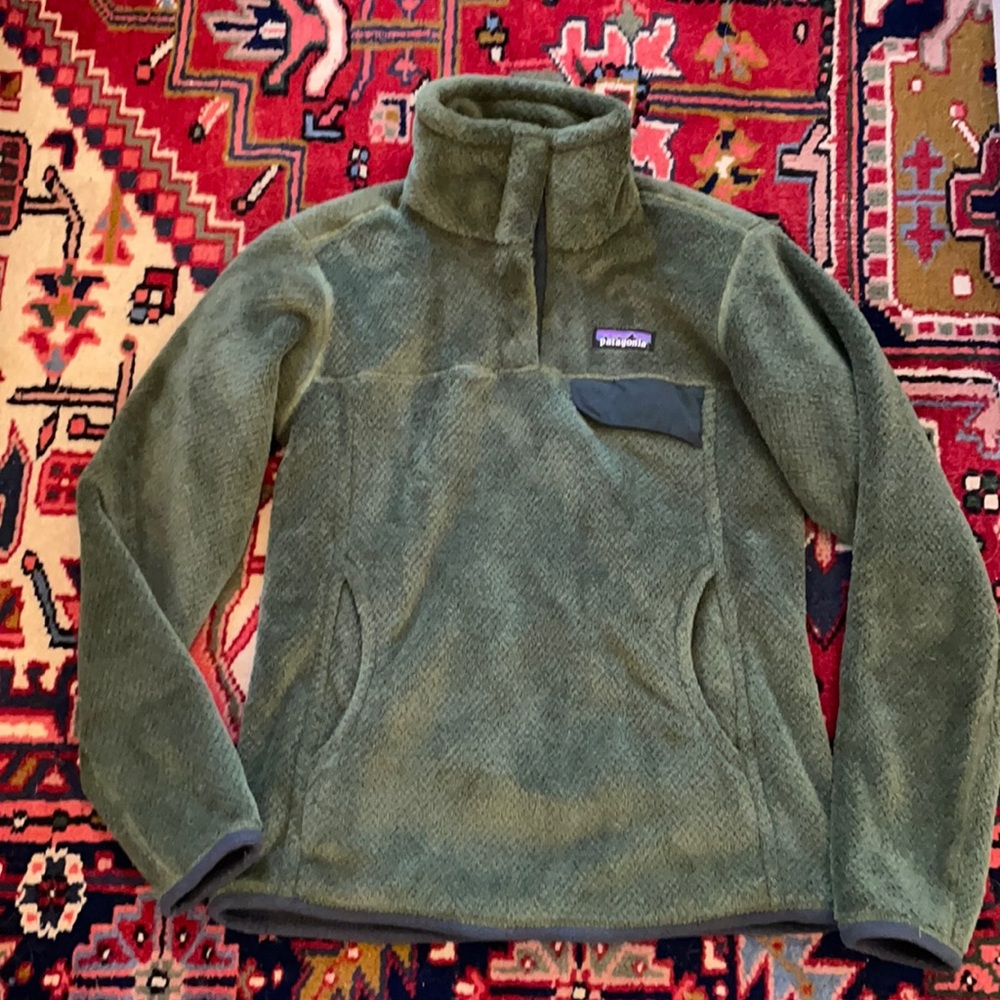 Patagonia, re-tool snap t pullover, size small, green